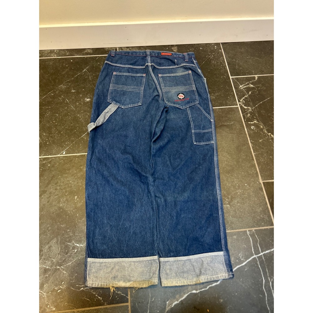 Vintage Prohibited Blue Denim Wide Leg Skater Carpenter Jeans Mens 36x34 England